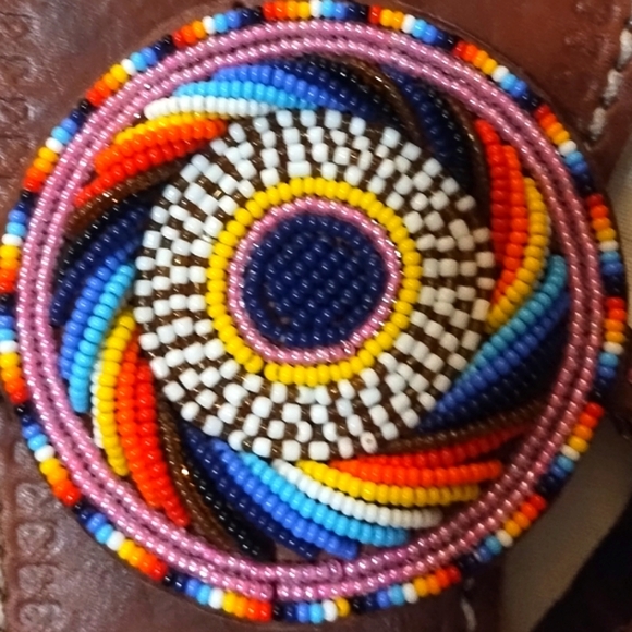 Leather Colorful Beaded Sandals - Picture 6 of 8